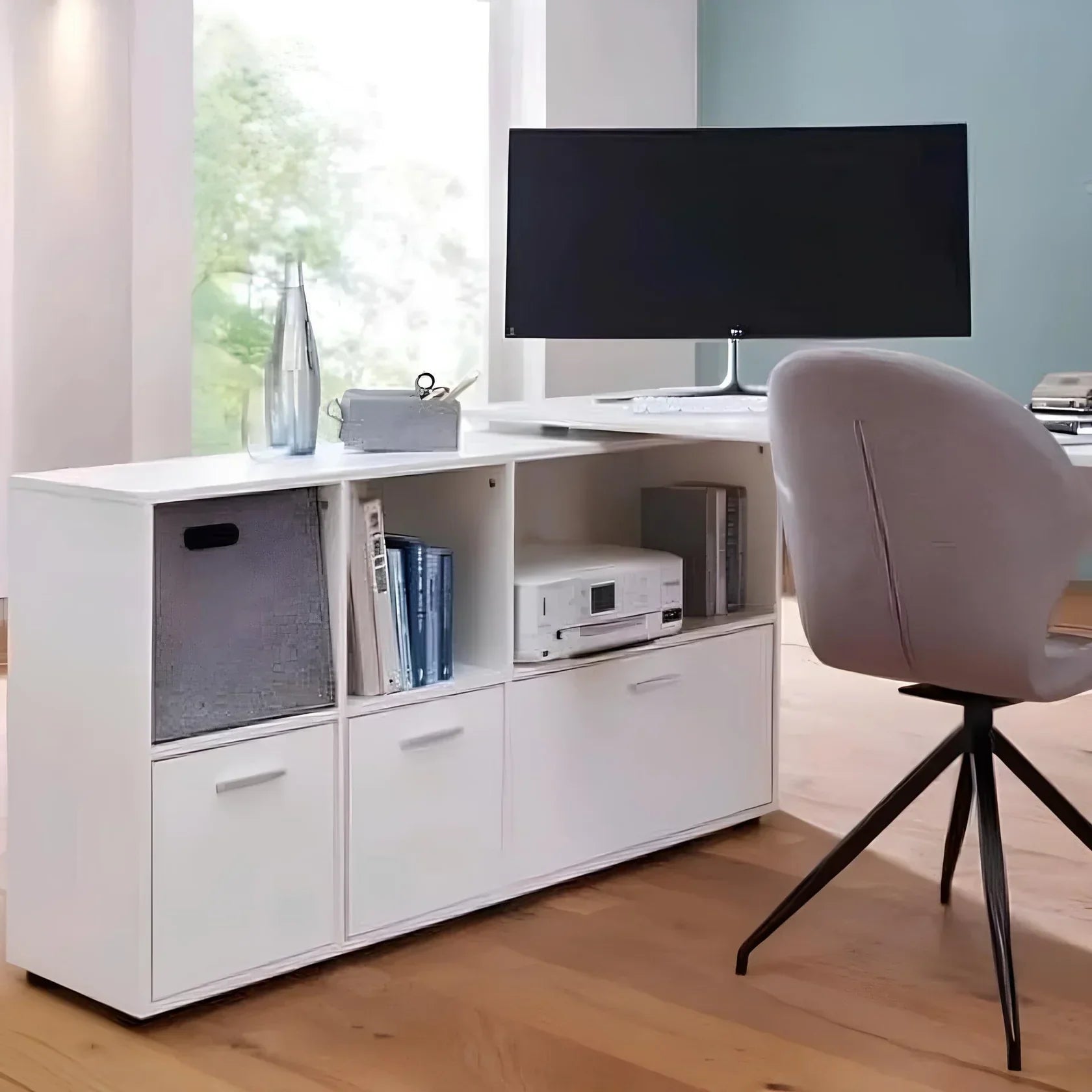 Modern L-Shaped Corner Executive Desk – 120 × 120 cm | DE38