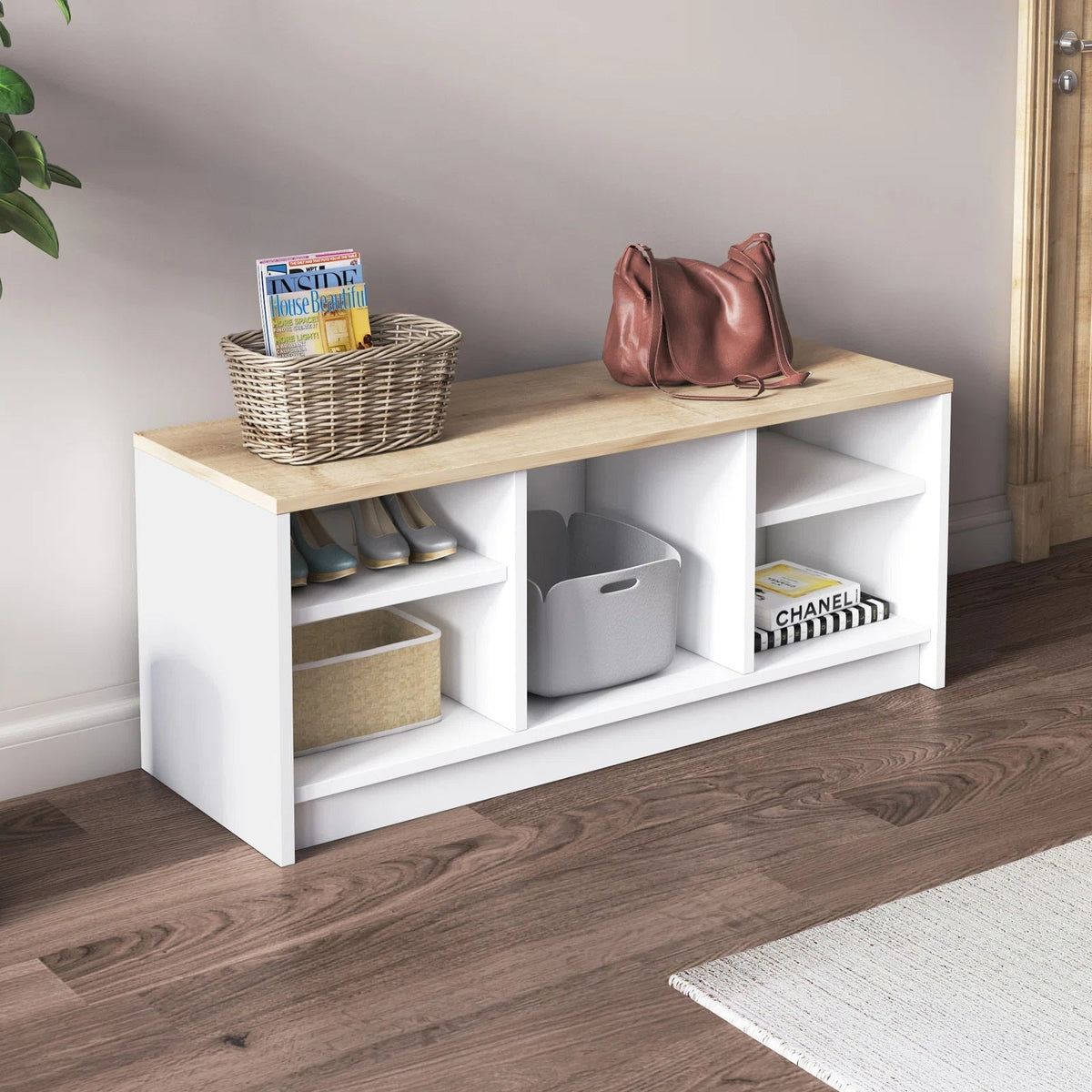Elegant Shoe Cabinet with Wooden Legs 100 × 30 cm – SU90