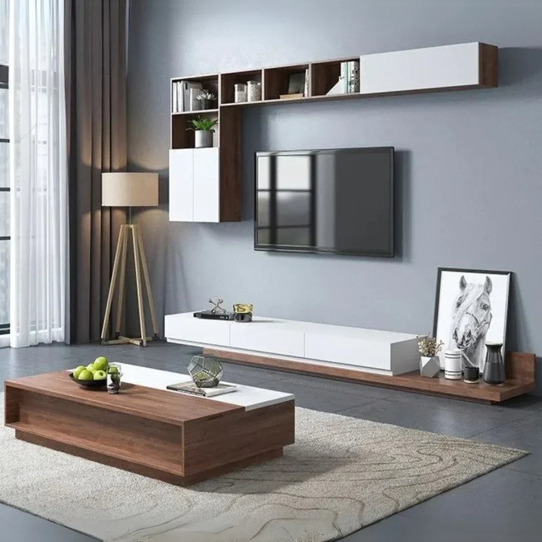 White & Wood Living Room Set – 200 × 40 × 40 cm | SET18