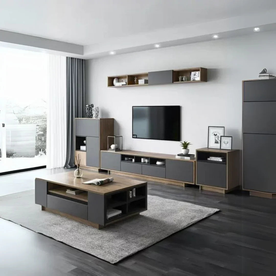 Black & Wood Living Room Set – 310 × 40 × 40 cm | SET22