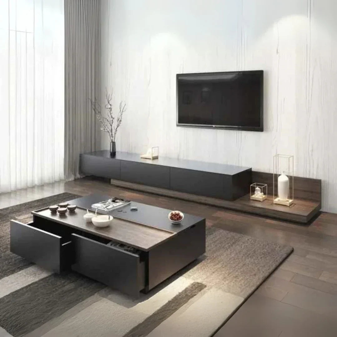 Black & Wood Living Room Set – 240 × 40 × 40 cm | SET31