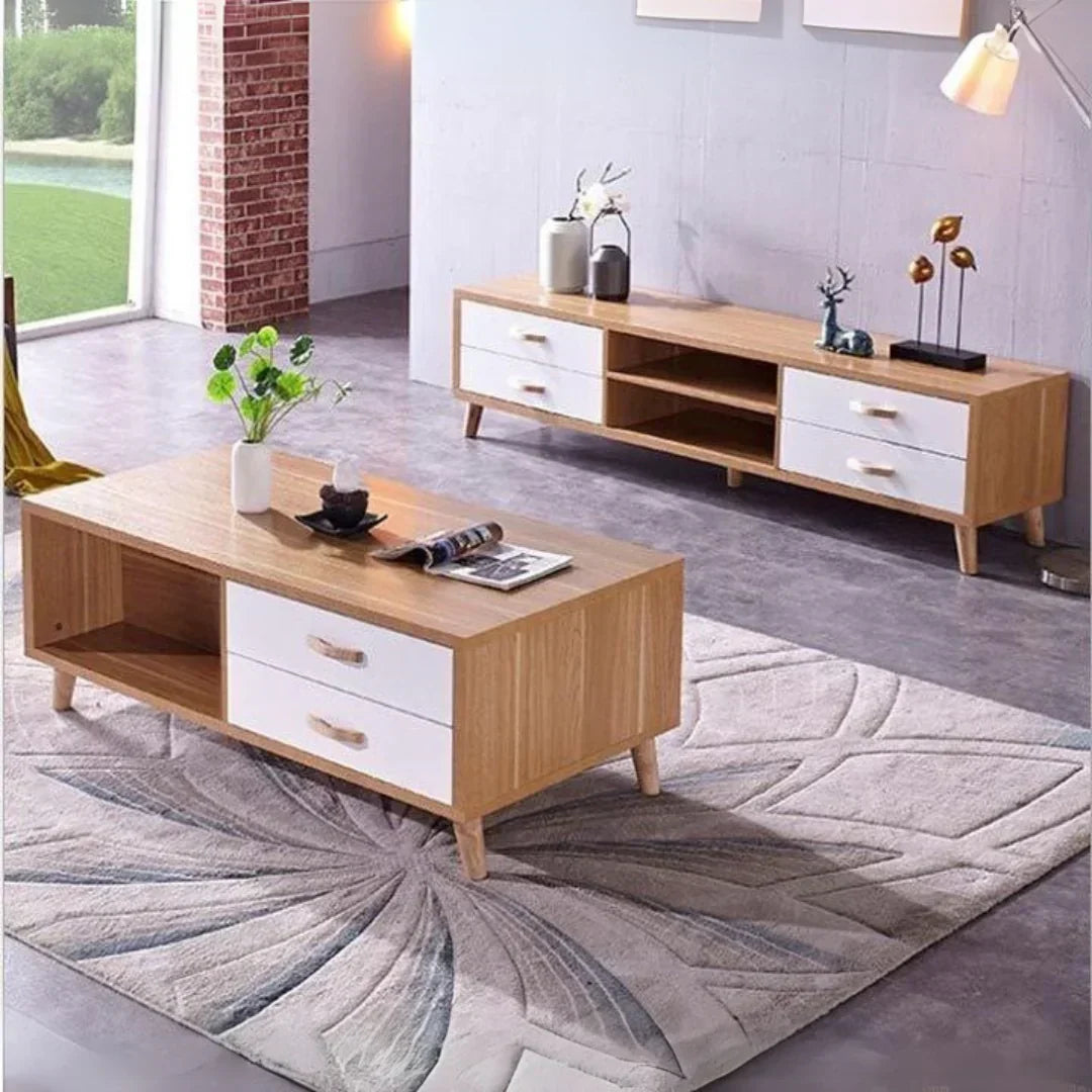 White & Wood Living Room Set – 180 × 40 × 40 cm | SET7