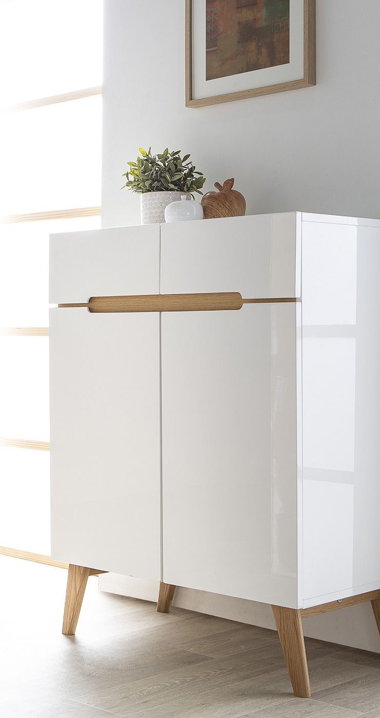MDF Shoe Cabinet – White & Wood | SU10 | 80 × 40 × 110 cm