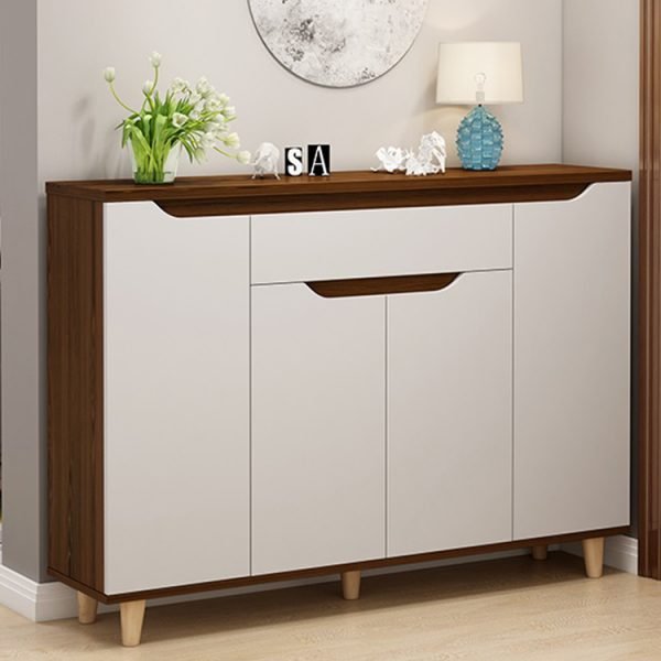 MDF Shoe Cabinet – White & Brown | SU25 | 140 × 40 × 100 cm