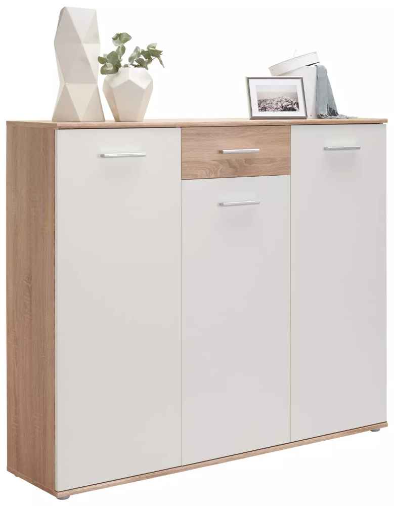 MDF Shoe Cabinet – White & Wood | SU36 | 120 × 40 × 100 cm