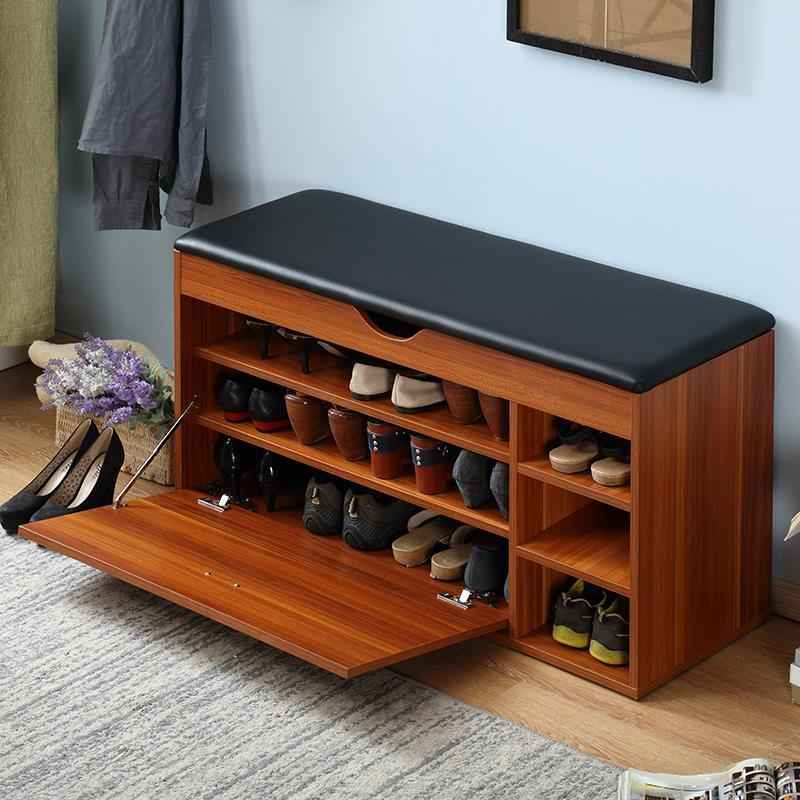 MDF Shoe Cabinet – Brown & Black | SU48 | 110 × 40 × 50 cm
