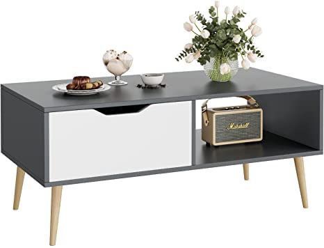 Rectangular Table TA35 | Black & White | 100 × 50 × 40 cm – MDF
