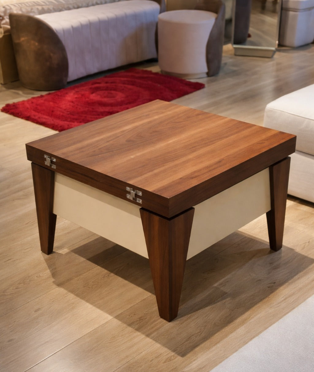 Modern Extendable Table TA77 | Off-White × Wood | 140 × 70 cm – MDF