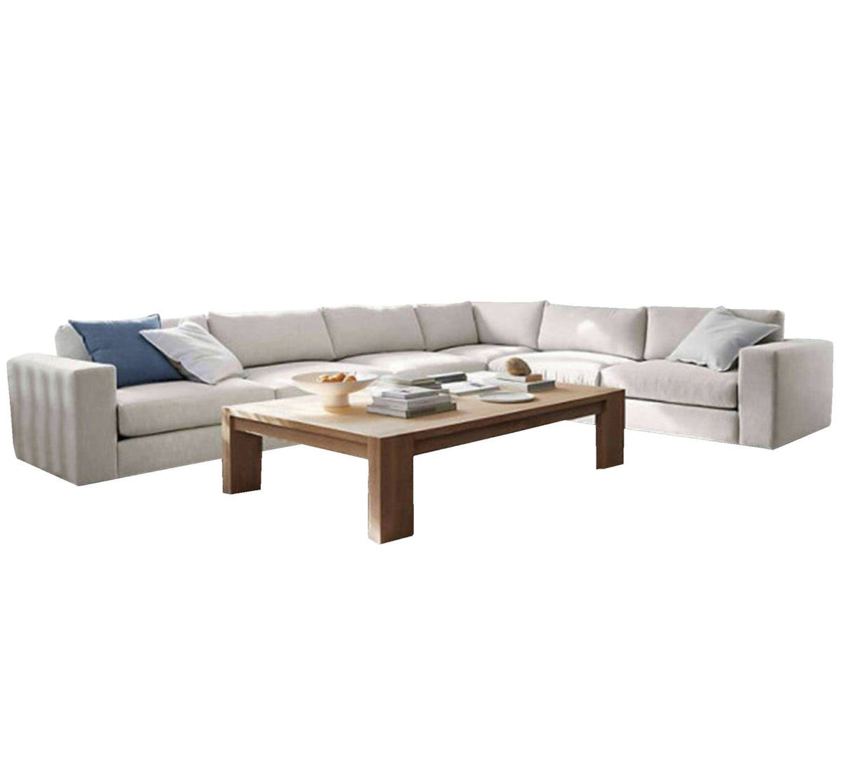 Off-White L-Shaped Sectional Sofa RA107 380×280 cm – Beech Wood