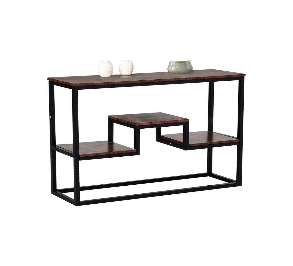 Modern Console KT101 Black 120 × 40 × 90 cm – Steel × Marble