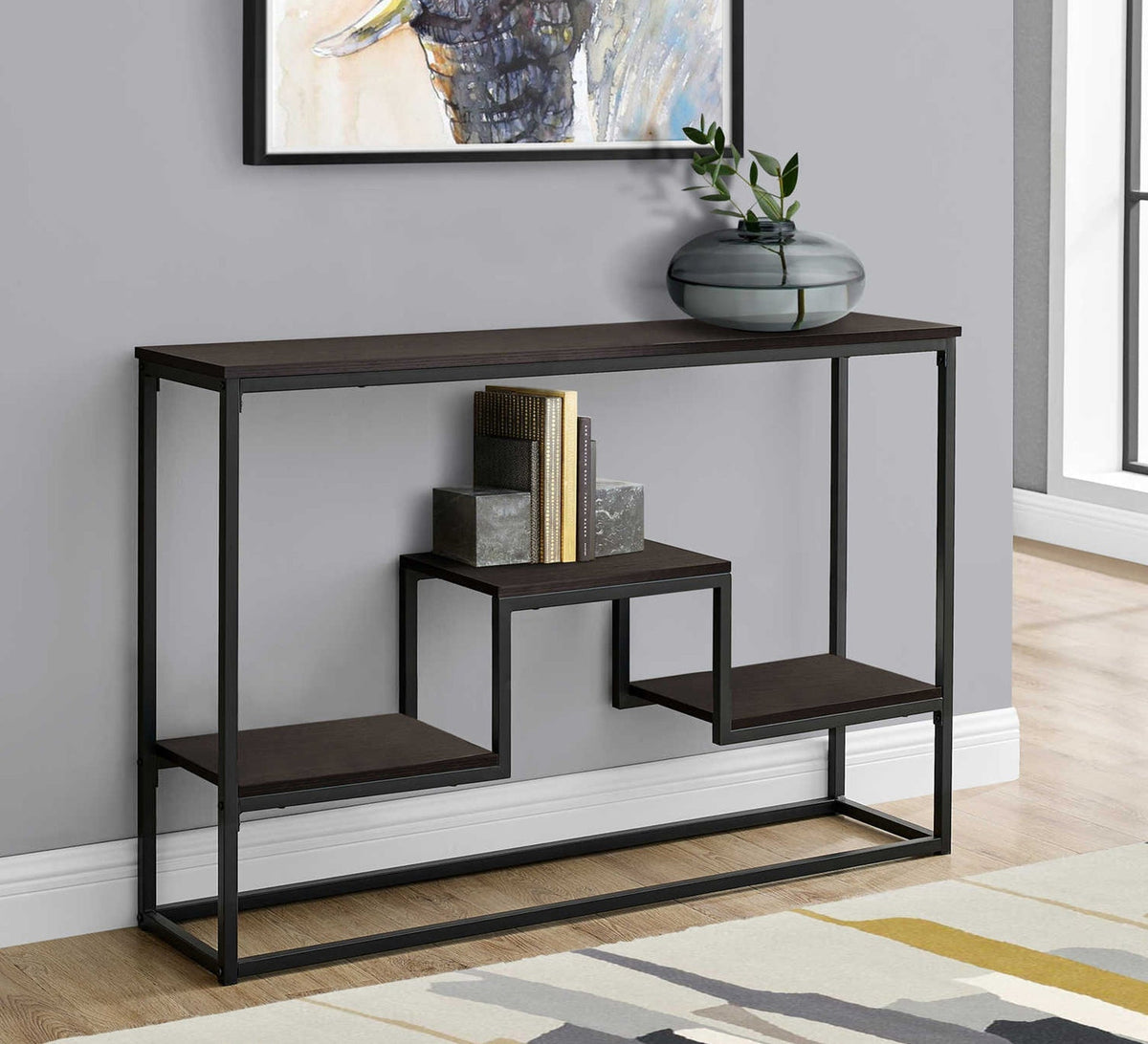 Modern Console KT101 Black 120 × 40 × 90 cm – Steel × Marble