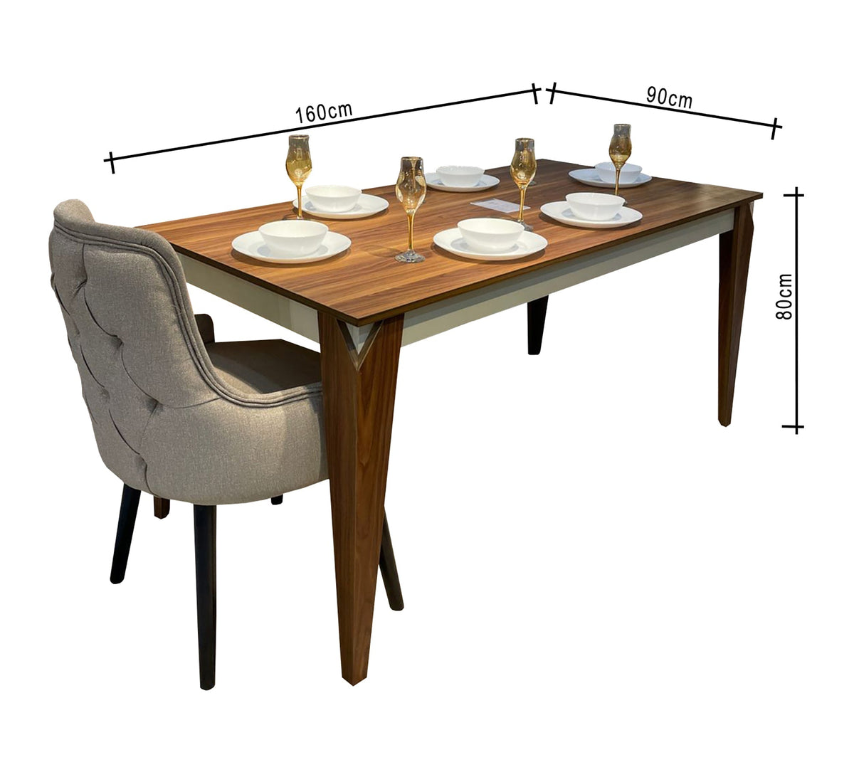 Modern Dining Room SF108 Brown × White 160×90 cm – MDF Wood