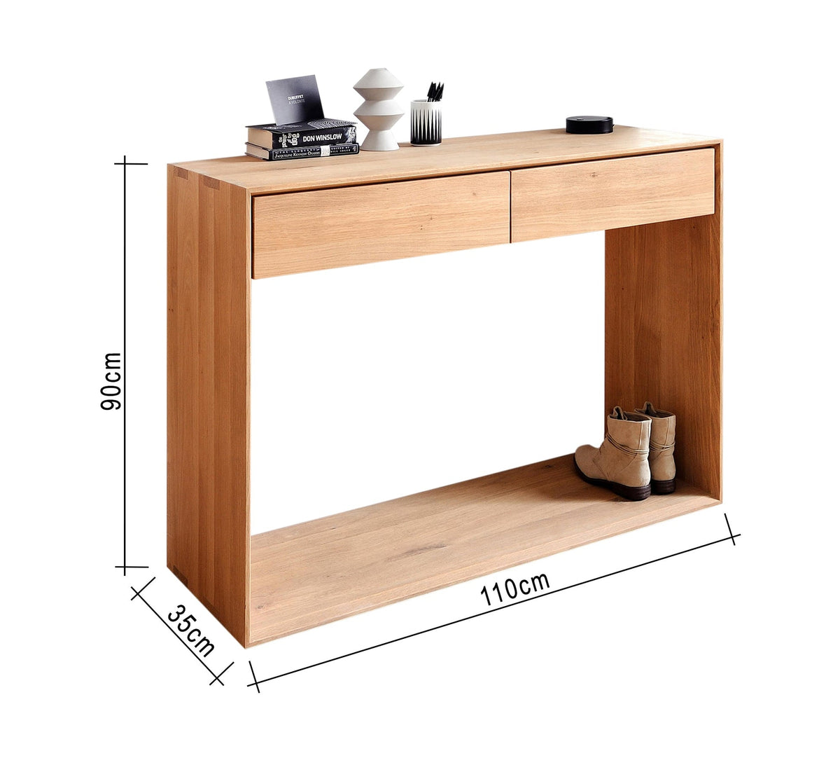 Modern Wooden Console KT111 Beige 110 × 35 × 90 cm – Natural Swedish Wood