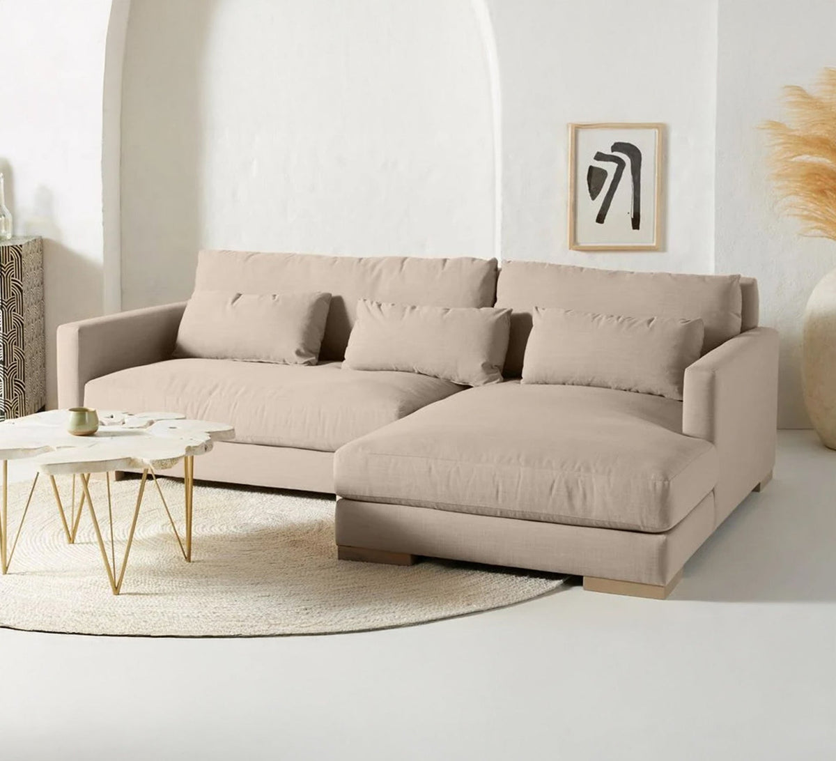 Beige L-Shaped Sectional Sofa RA111 220×150 cm – Rock Velvet