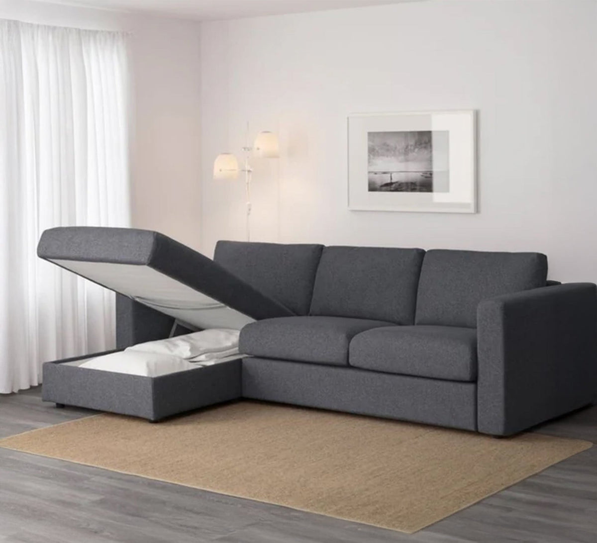 Dark Grey Corner Sectional Sofa RA110 280×160 cm – With Storage Space