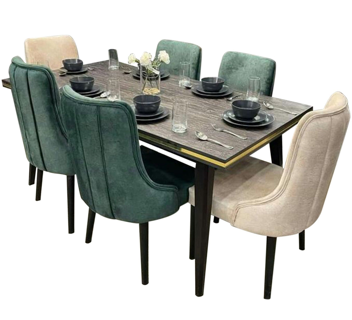 Classic Modern Dining Room SF105 Olive Green 180×90 cm – Natural Beech Wood