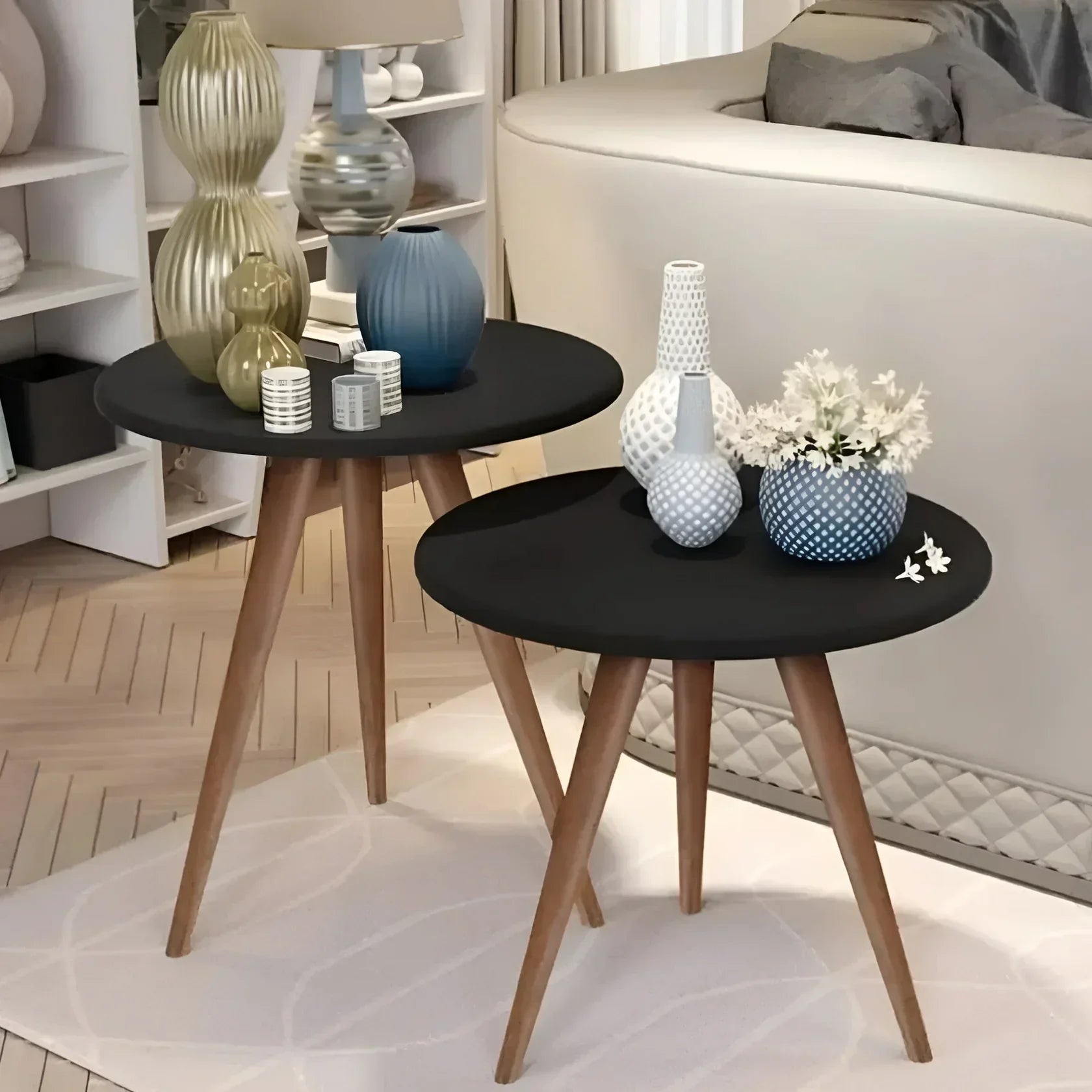 Black & Brown Coffee Table – 40 × 40 × 50 cm | CT13