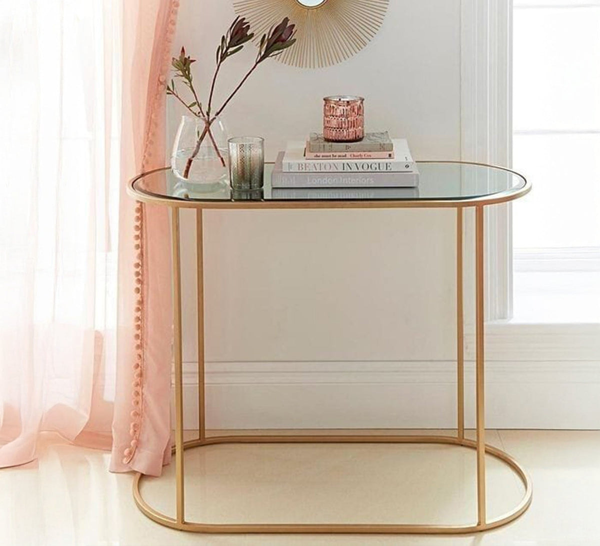 Modern Console KT103 Gold 120 × 40 × 90 cm – Steel × Glass