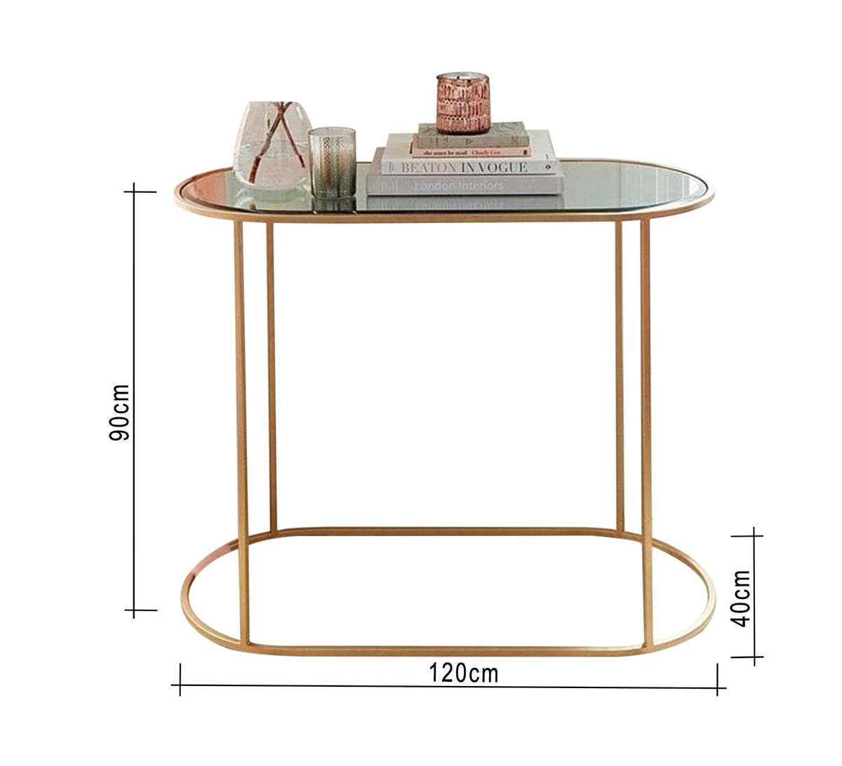 Modern Console KT103 Gold 120 × 40 × 90 cm – Steel × Glass