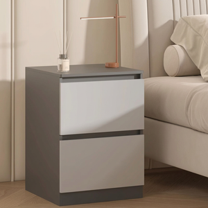 Two-tone grey nightstand co30 with two handleless drawers