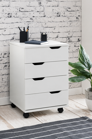 DR24 white four-drawer wheeled cabinet
