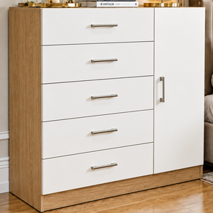 DR52 enhanced original photo of five-drawer cabinet with door