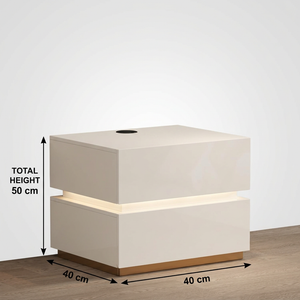 Nightstand co35 dimensions: width 40 cm, depth 40 cm, total height 50 cm