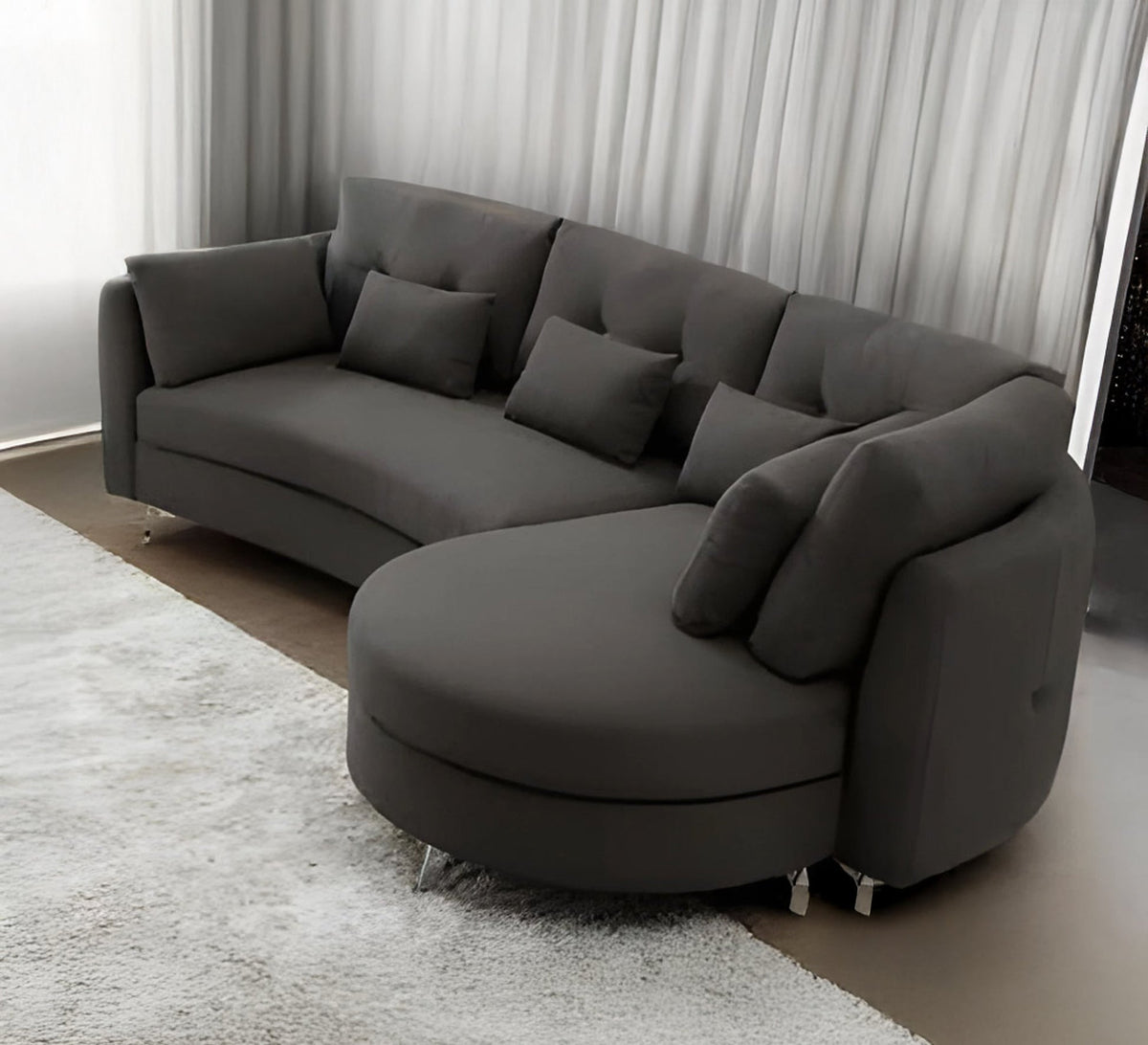 Luxury Curved Sectional Sofa RA109 Brown 250×150 cm – Natural Beech Wood