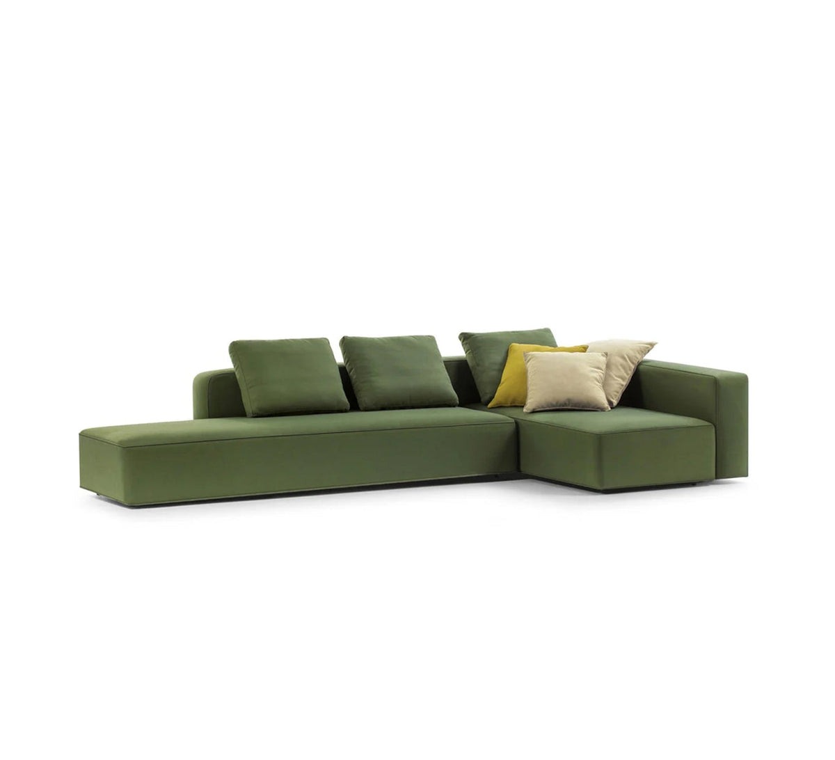 L-Shaped Corner Sofa RA117 Olive Green 260×180×80 cm – Natural Beech Wood