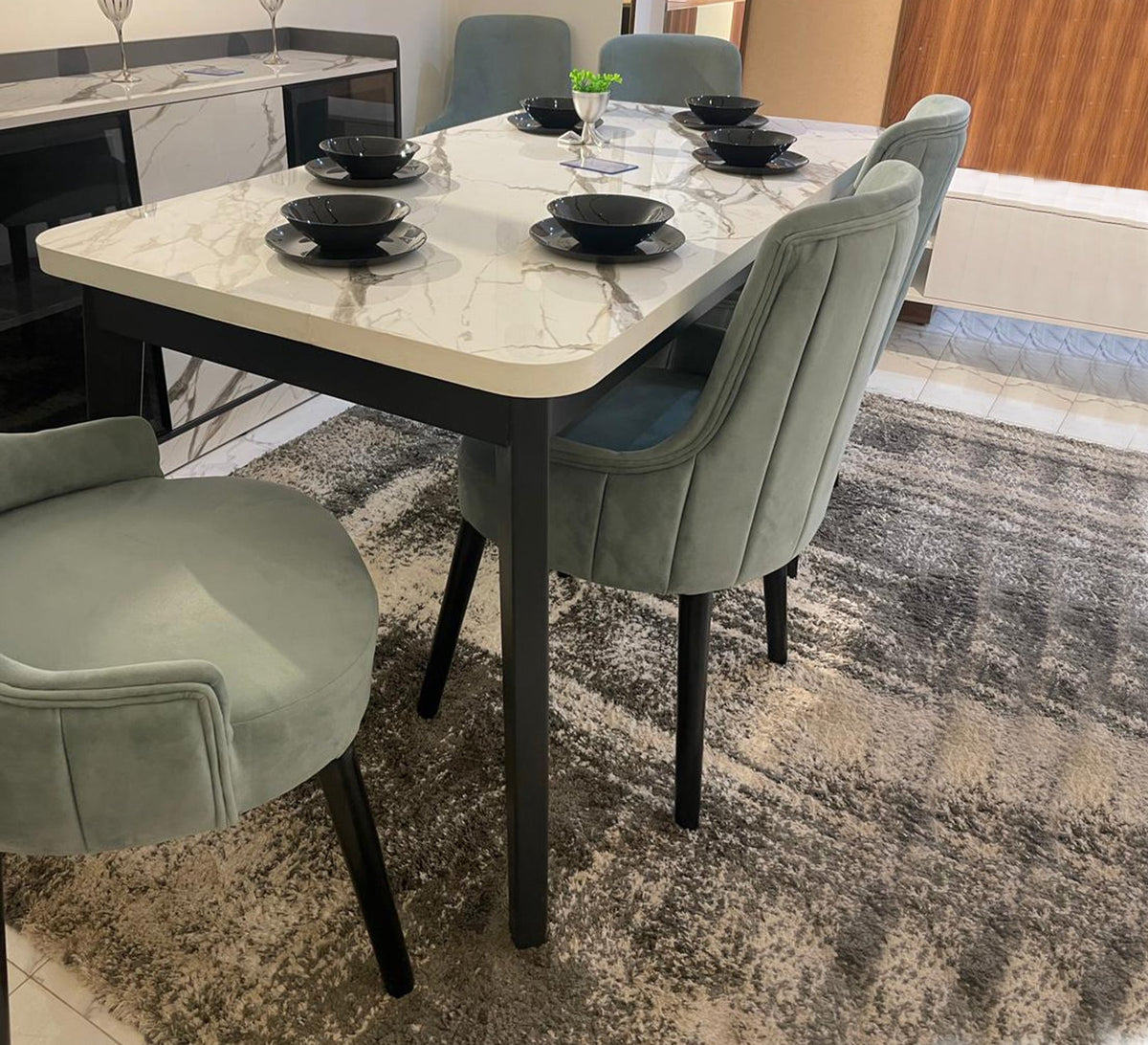 Modern Dining Room SF101 White × Black 160×80 cm – Beech Wood