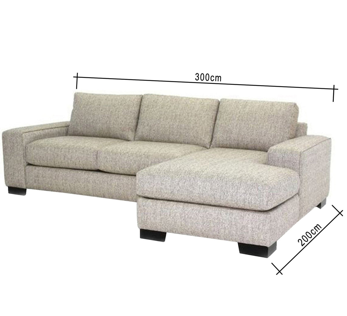 Beige L-Shaped Sectional Sofa RA101 300×200 cm – Beech Wood