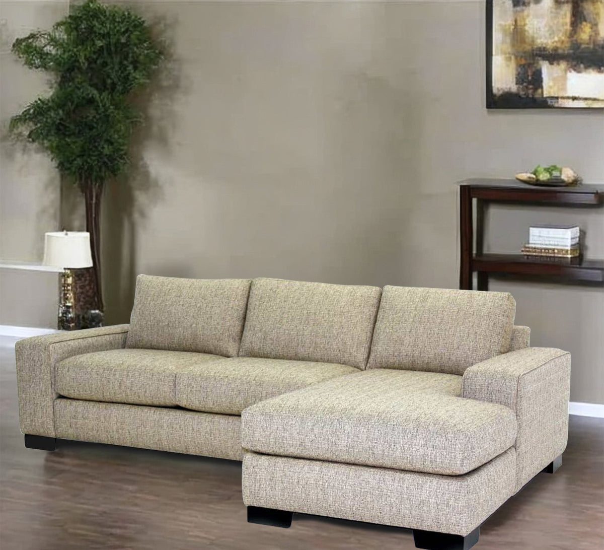 Beige L-Shaped Sectional Sofa RA101 300×200 cm – Beech Wood