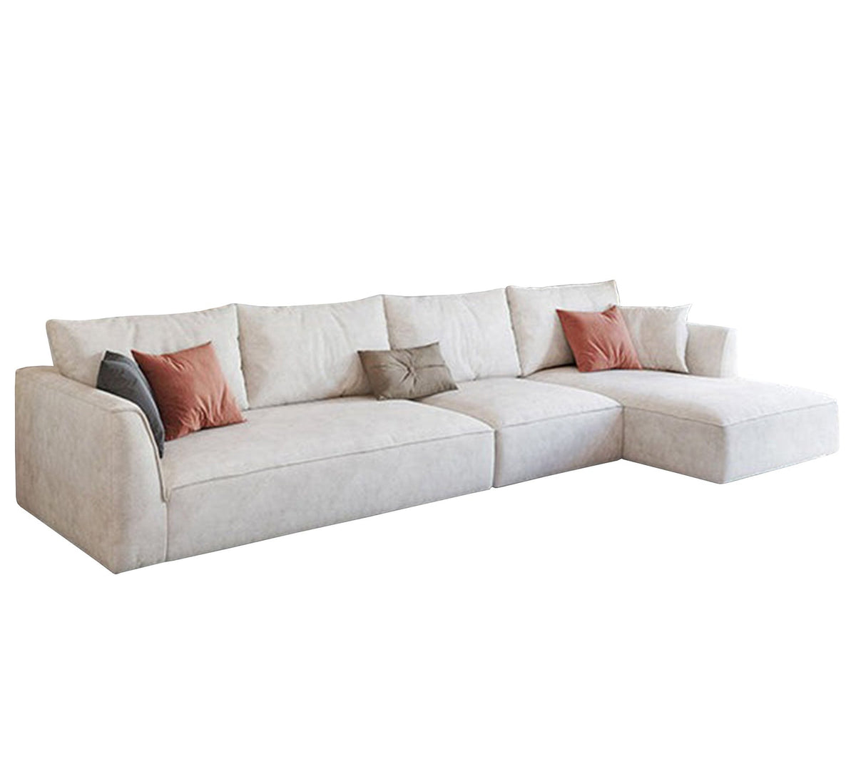 Beige L-Shaped Sectional Sofa RA108 with Chaise Lounge 320×180 cm – Luxury Velvet