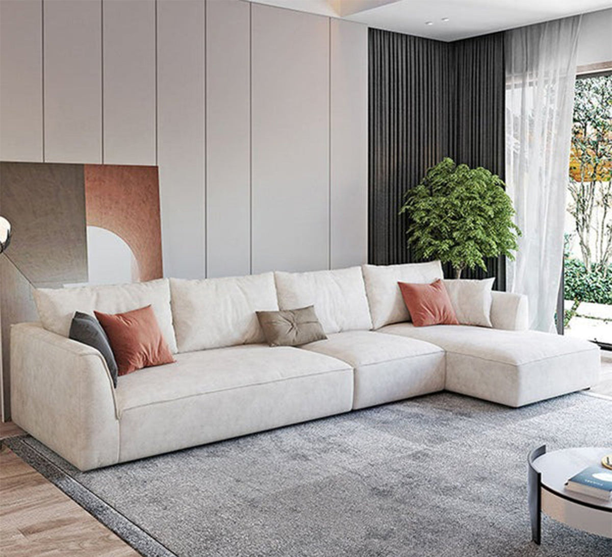 Beige L-Shaped Sectional Sofa RA108 with Chaise Lounge 320×180 cm – Luxury Velvet
