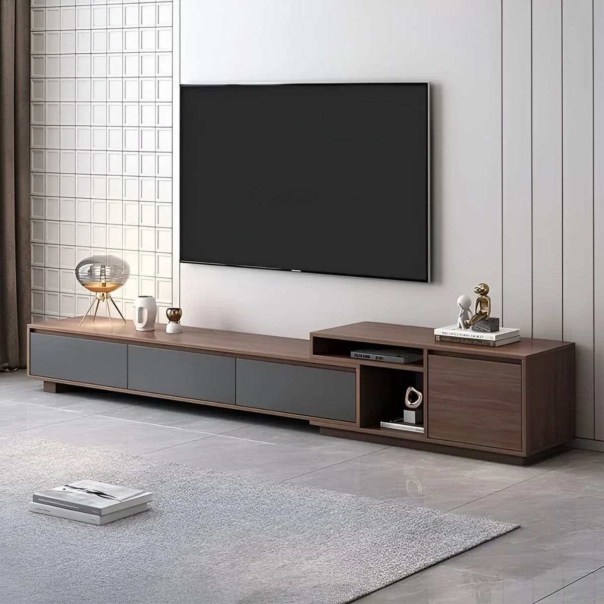 Black & Brown TV Unit – 220 × 40 × 40 cm | TV72