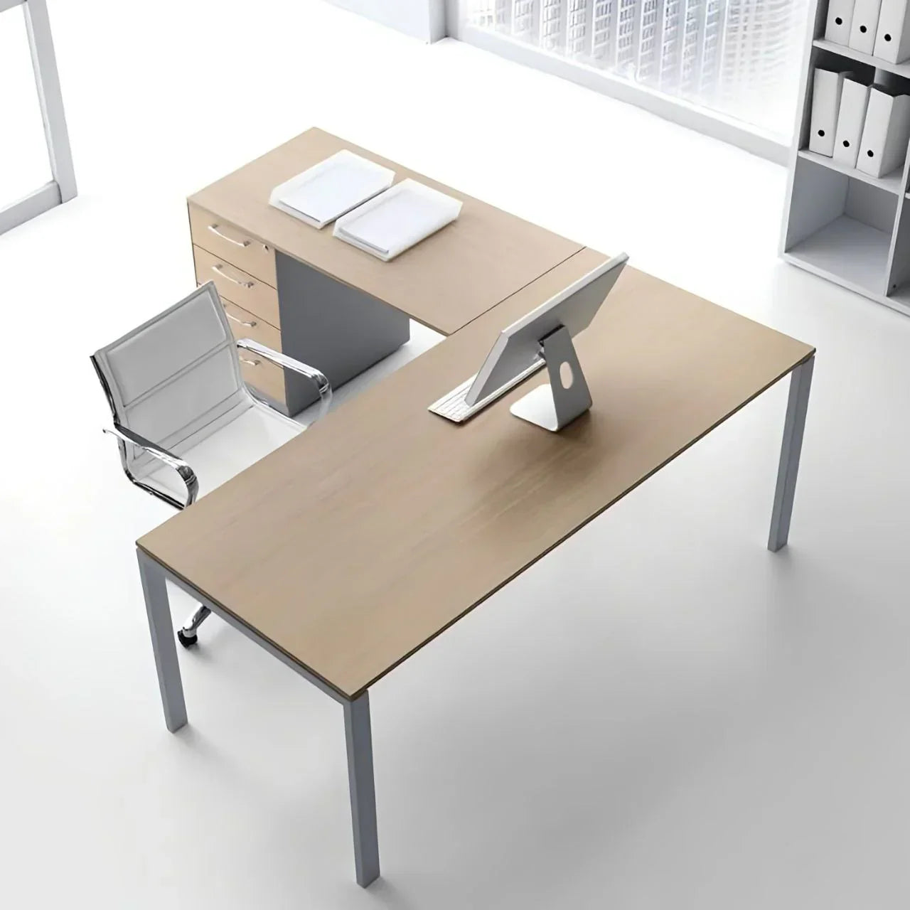 All-Wood L-Shaped Executive Desk – 160 × 160 × 75 cm | DE24