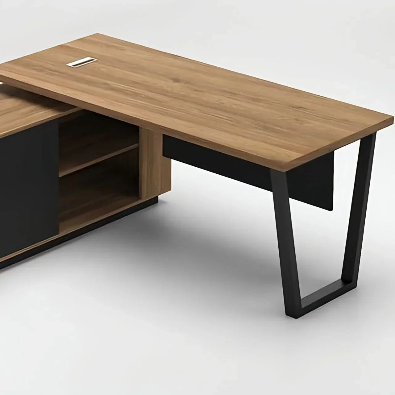 Wooden & Black Executive Desk – 160 × 160 × 75 cm | DE22