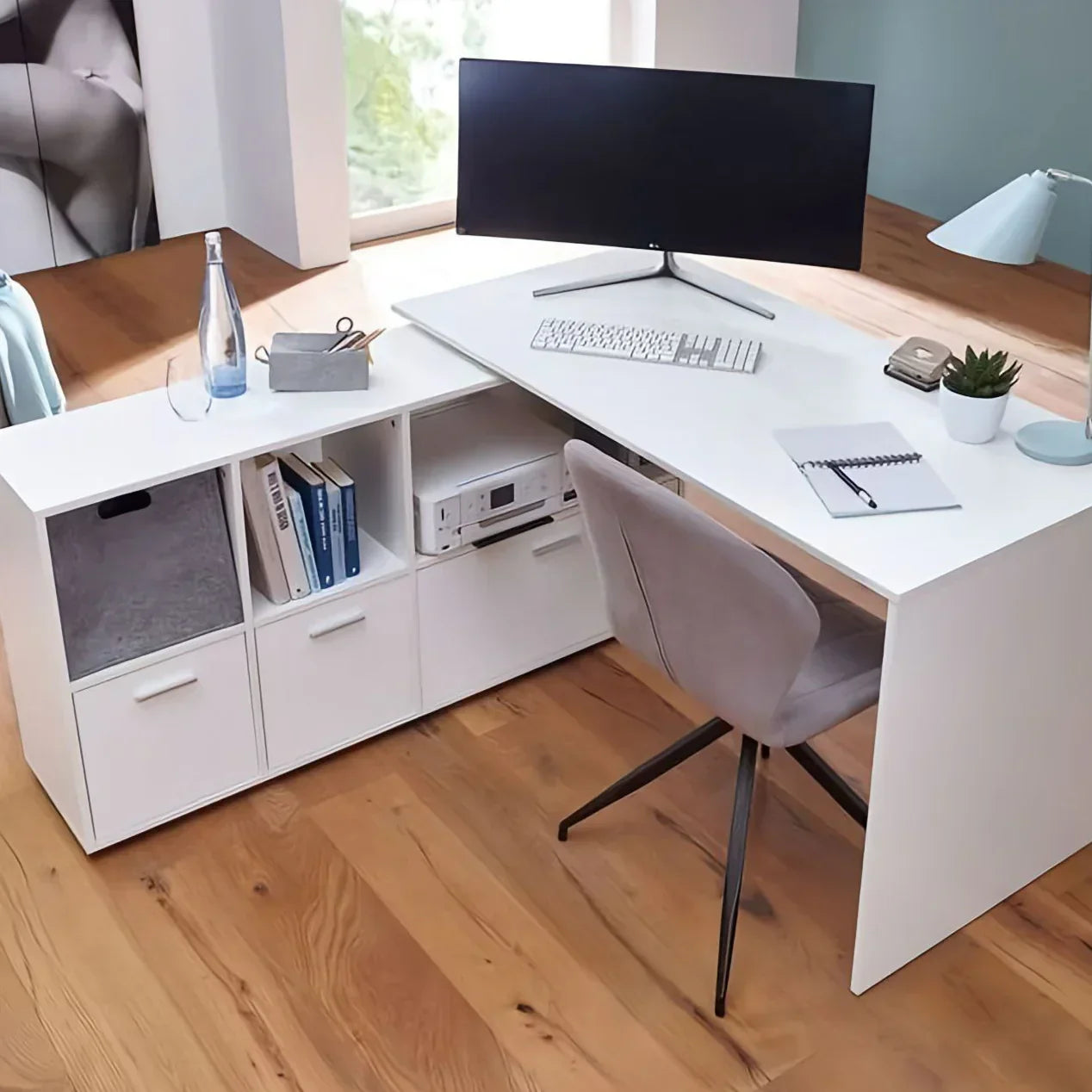 Modern L-Shaped Corner Executive Desk – 120 × 120 cm | DE38