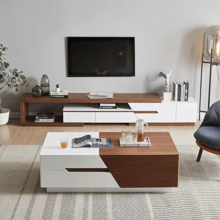 White & Brown Living Room Set – 220 × 40 × 40 cm | SET14