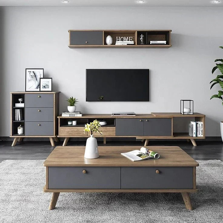 Black & Wood Living Room Set – 260 × 40 × 40 cm | SET44
