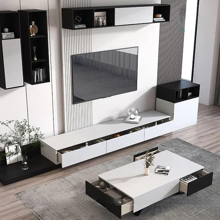 White & Black Living Room Set – 300 × 40 × 40 cm | SET56