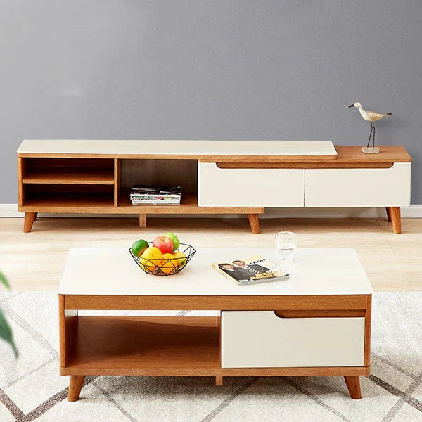 White & Wood Living Room Set – 180 × 40 × 40 cm | SET5