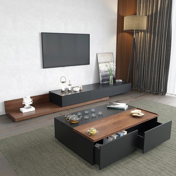 Black & Brown Living Room Set – 240 × 40 × 40 cm | SET6