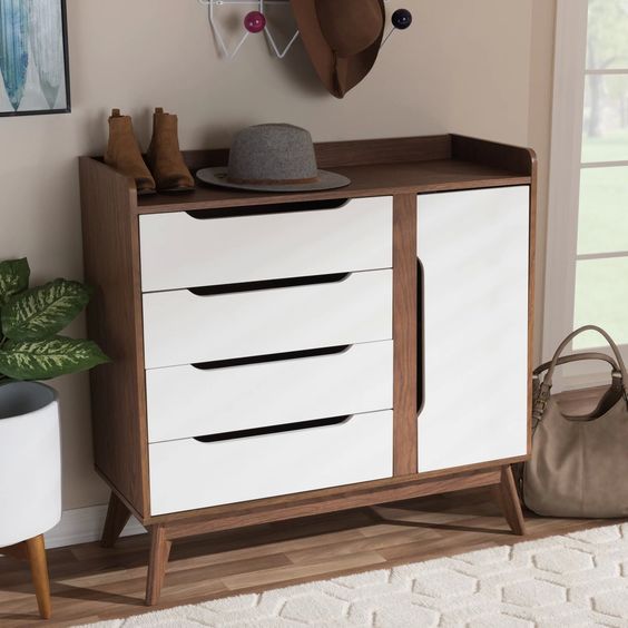MDF Shoe Cabinet – White & Brown | SU11 | 90 × 40 × 110 cm