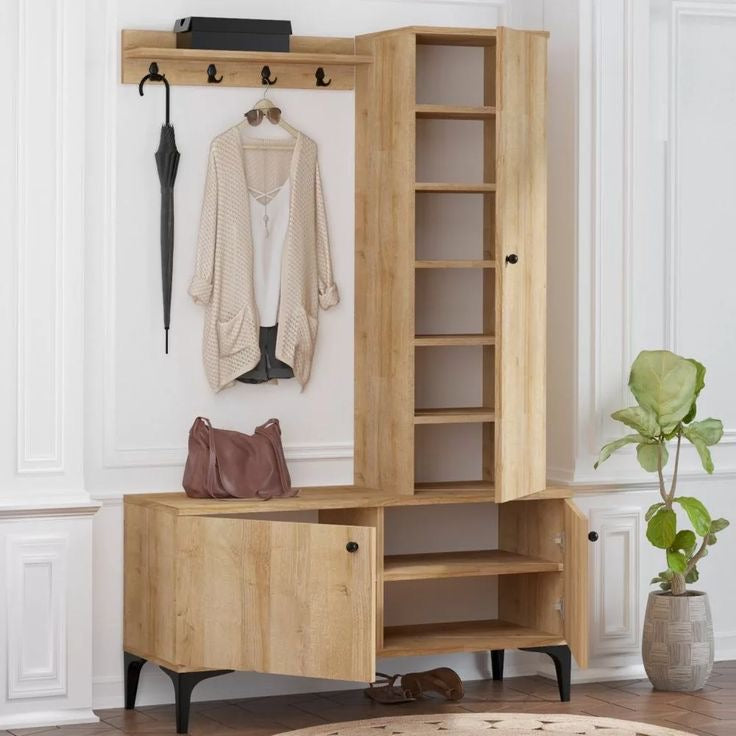 MDF Shoe Cabinet – Wood Color | SU84 | 100 × 40 × 180 cm