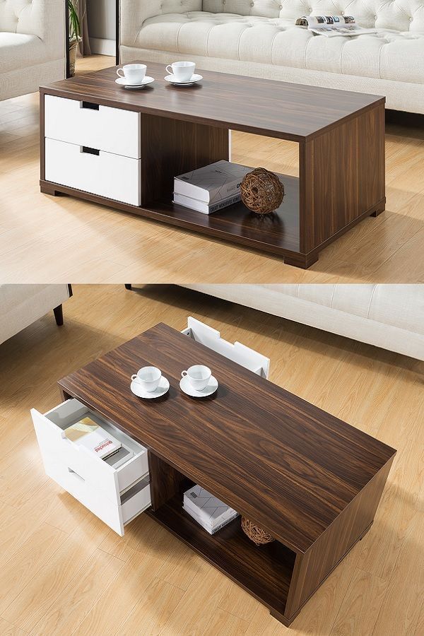 Rectangular Table TA14 | White & Brown | 120 × 60 × 40 cm – MDF
