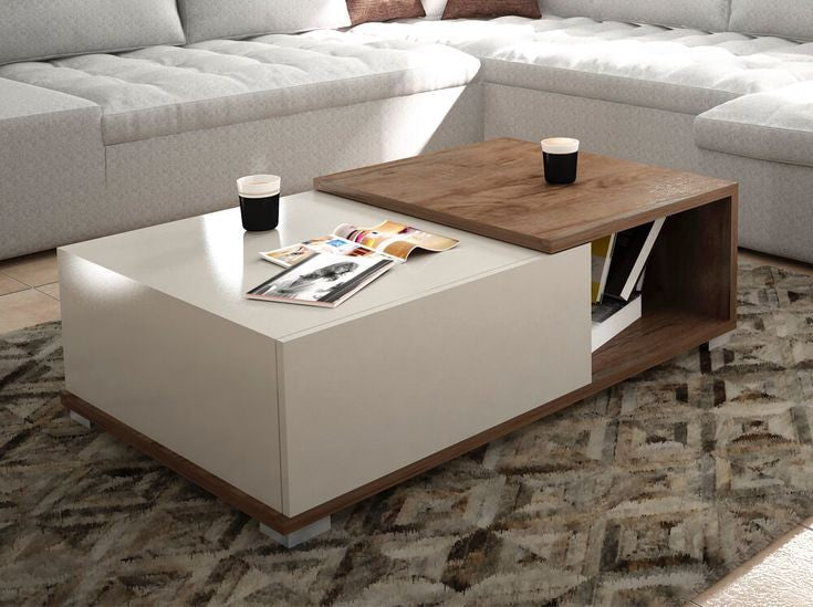 Rectangular Table TA15 | White & Brown | 100 × 50 × 40 cm – MDF