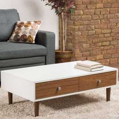 Rectangular Table TA29 | White & Brown | 100 × 50 × 40 cm – MDF