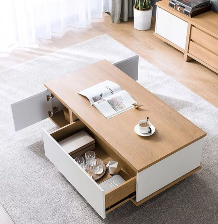 Rectangular Table TA4 | White & Wood | 120 × 50 × 40 cm – MDF