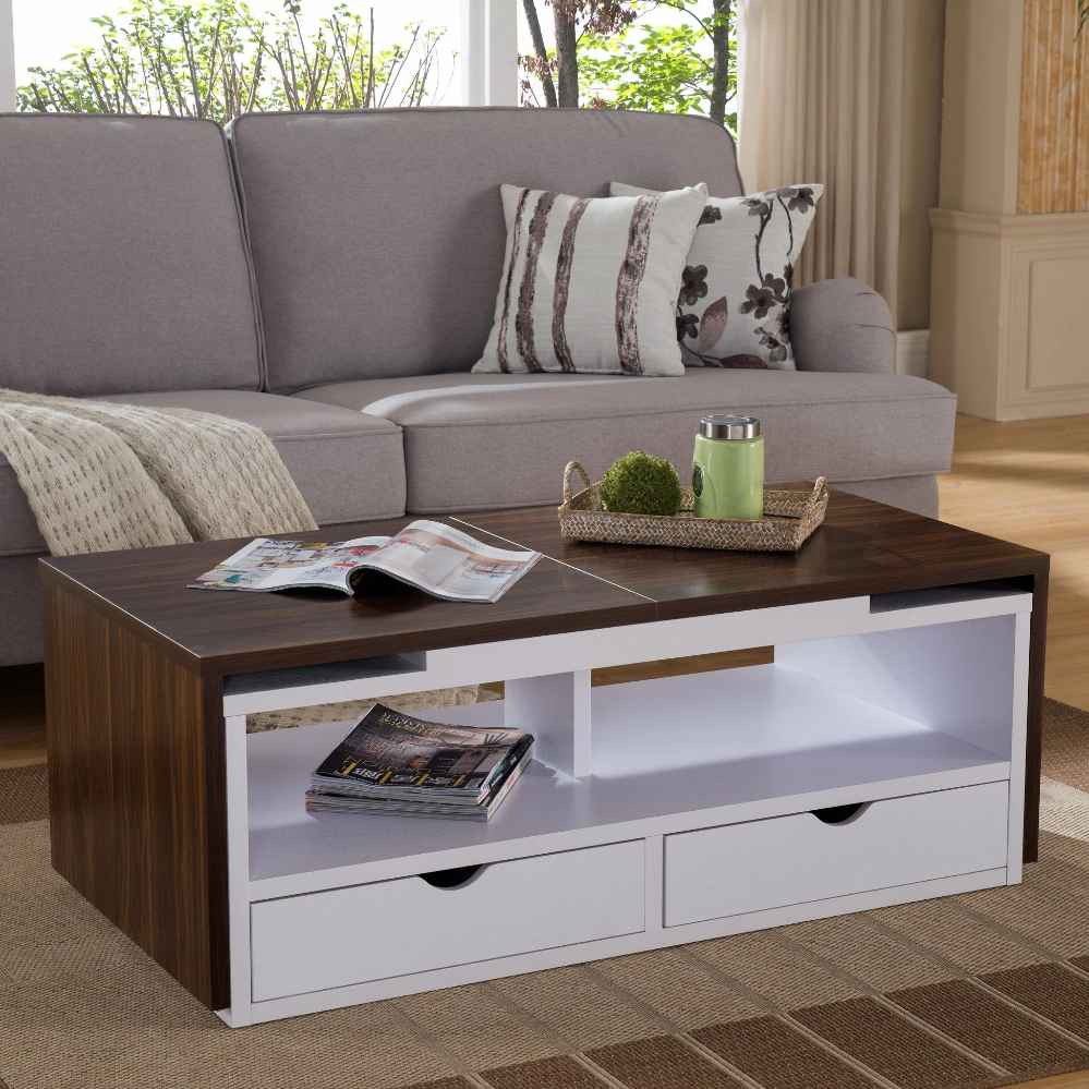 Rectangular Table TA48 | Brown & White | 100 × 50 × 40 cm – MDF